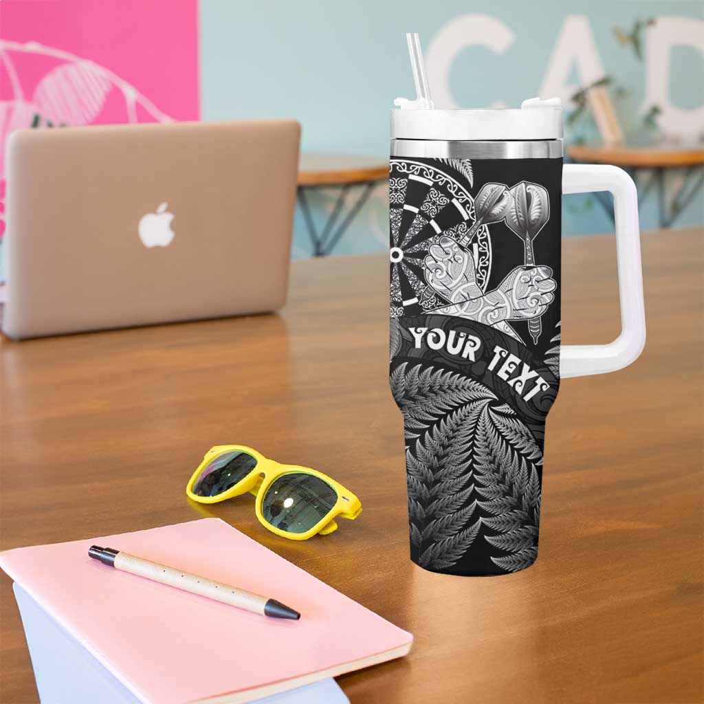 Personalised New Zealand Aotearoa Darts Masters Tumbler With Handle Silver Fern and Maori Spirit - Polynesian Pride