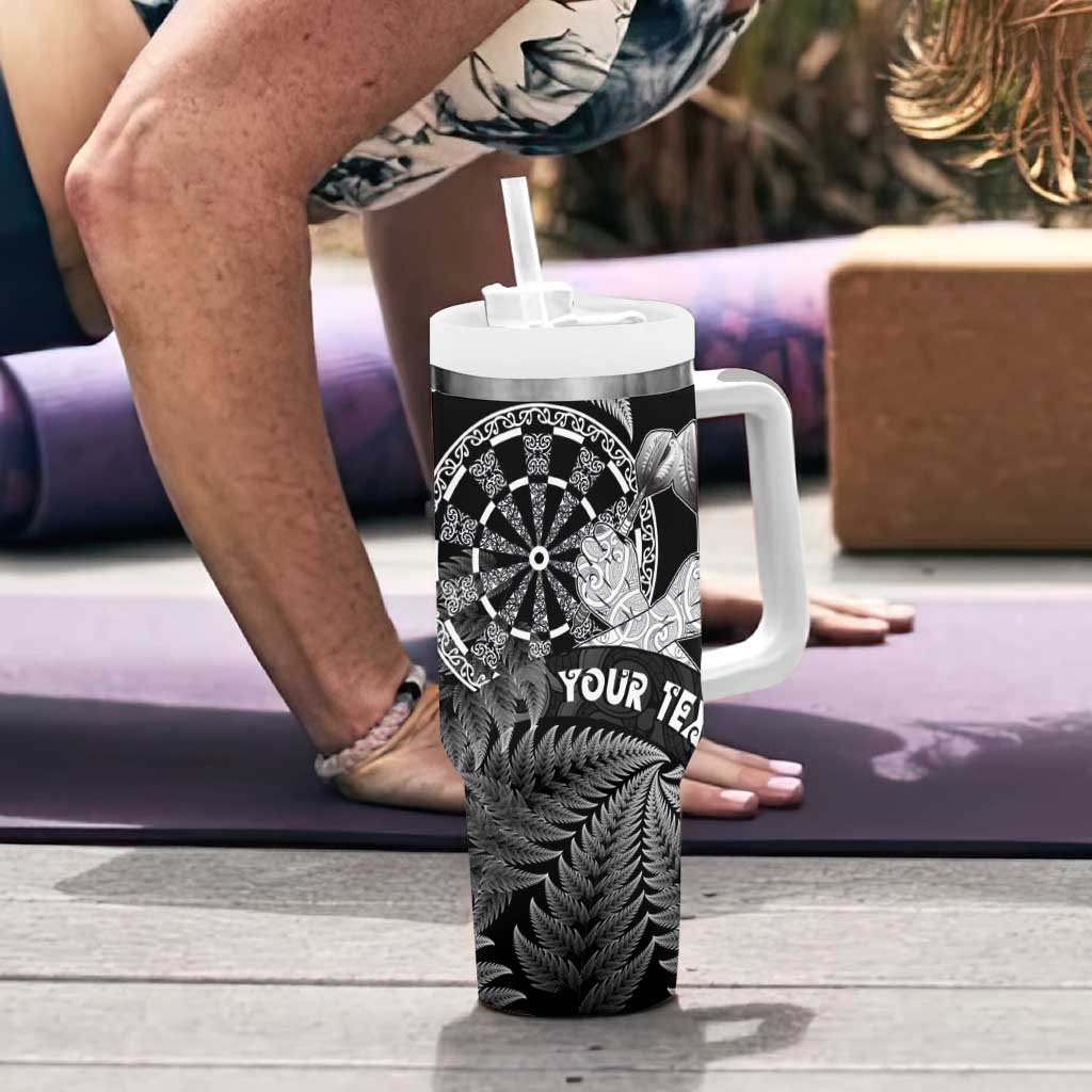 Personalised New Zealand Aotearoa Darts Masters Tumbler With Handle Silver Fern and Maori Spirit - Polynesian Pride