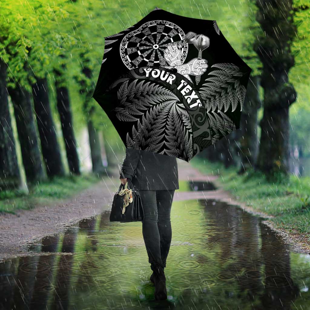 Personalised New Zealand Aotearoa Darts Masters Umbrella Silver Fern and Maori Spirit - Polynesian Pride