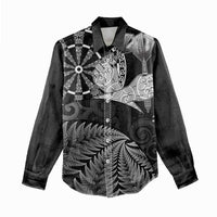 Personalised New Zealand Aotearoa Darts Masters Women Casual Shirt Silver Fern and Maori Spirit LT03 - Polynesian Pride