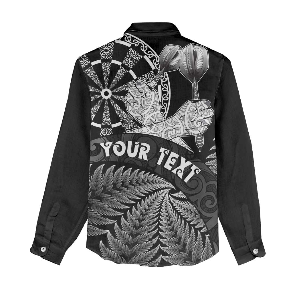 Personalised New Zealand Aotearoa Darts Masters Women Casual Shirt Silver Fern and Maori Spirit LT03 - Polynesian Pride