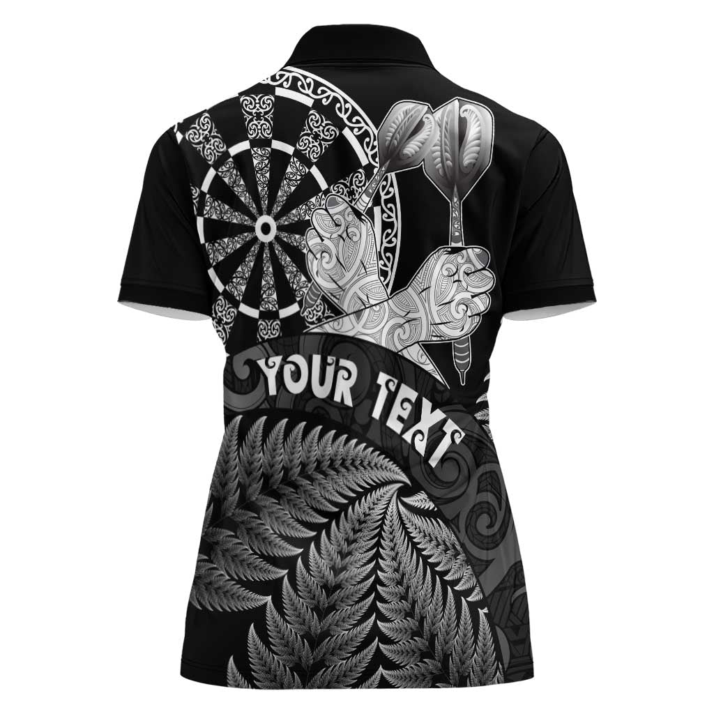 Personalised New Zealand Aotearoa Darts Masters Women Polo Shirt Silver Fern and Maori Spirit LT03 - Polynesian Pride