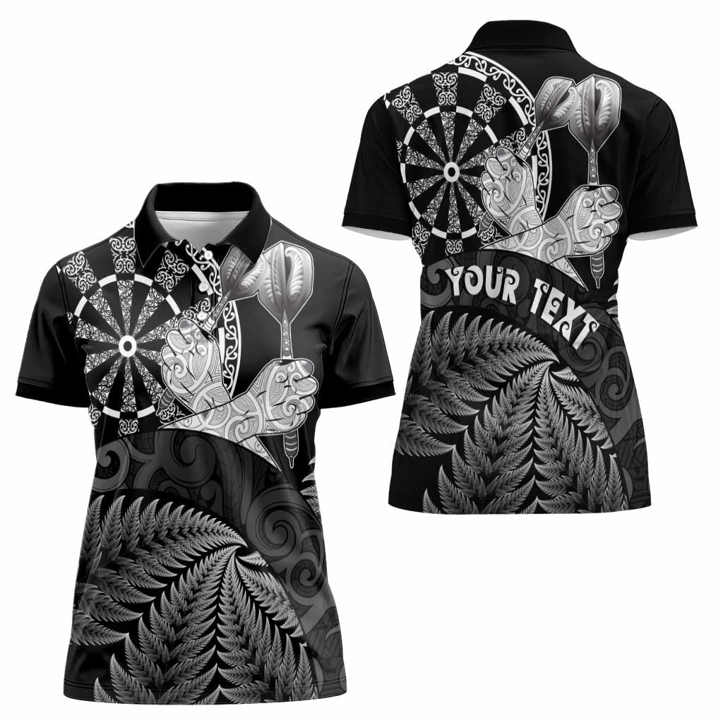 Personalised New Zealand Aotearoa Darts Masters Women Polo Shirt Silver Fern and Maori Spirit LT03 - Polynesian Pride