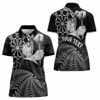 Personalised New Zealand Aotearoa Darts Masters Women Polo Shirt Silver Fern and Maori Spirit LT03 - Polynesian Pride