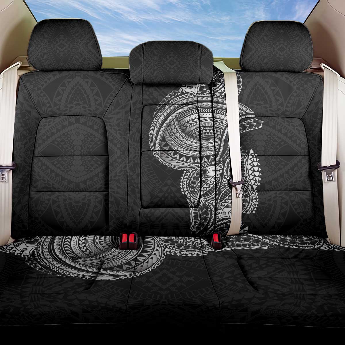 Traditional Polynesian Art Tattoos Back Car Seat Cover Black Color LT03 One Size Black - Polynesian Pride