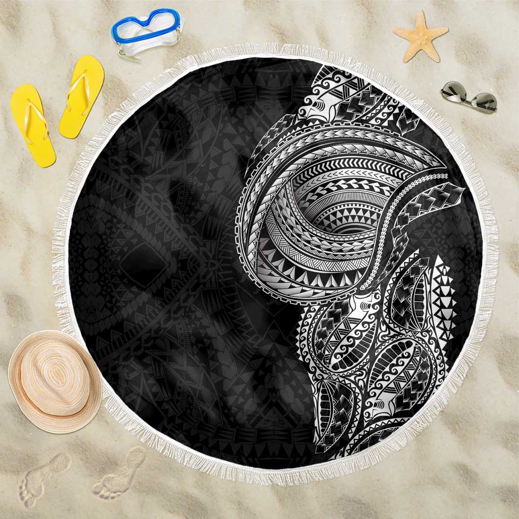 Traditional Polynesian Art Tattoos Beach Blanket Black Color LT03 One Size 150cm Black - Polynesian Pride