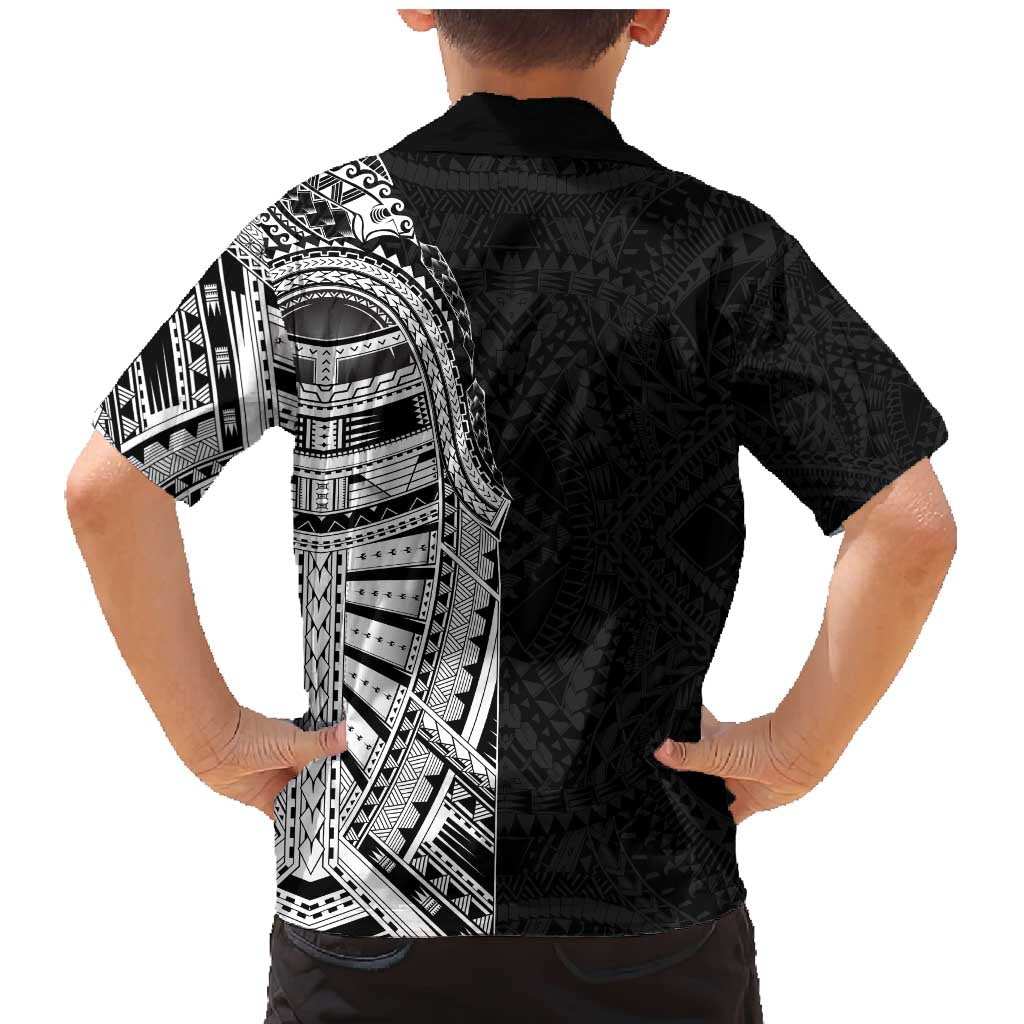 Traditional Polynesian Art Tattoos Family Matching Mermaid Dress and Hawaiian Shirt Black Color LT03 - Polynesian Pride