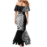 Traditional Polynesian Art Tattoos Family Matching Mermaid Dress and Hawaiian Shirt Black Color LT03 - Polynesian Pride