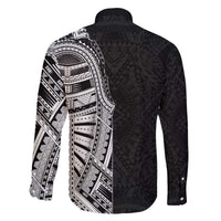 Traditional Polynesian Art Tattoos Family Matching Off The Shoulder Long Sleeve Dress and Hawaiian Shirt Black Color LT03 - Polynesian Pride