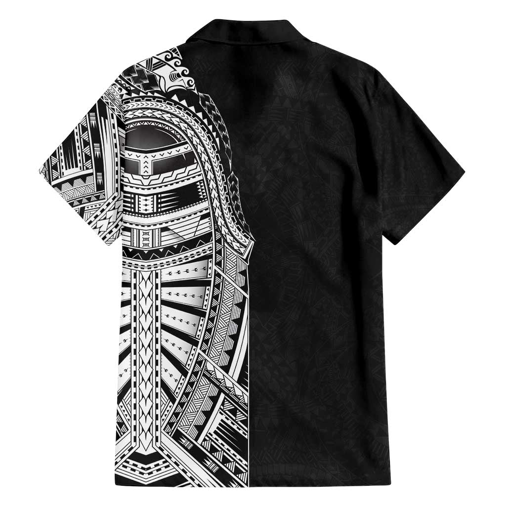 Traditional Polynesian Art Tattoos Family Matching Off Shoulder Maxi Dress and Hawaiian Shirt Black Color LT03 - Polynesian Pride