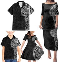 Traditional Polynesian Art Tattoos Family Matching Puletasi and Hawaiian Shirt Black Color - Polynesian Pride