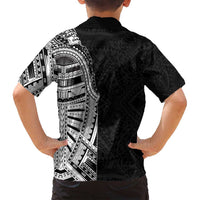 Traditional Polynesian Art Tattoos Family Matching Tank Maxi Dress and Hawaiian Shirt Black Color LT03 - Polynesian Pride