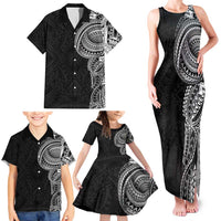Traditional Polynesian Art Tattoos Family Matching Tank Maxi Dress and Hawaiian Shirt Black Color LT03 - Polynesian Pride