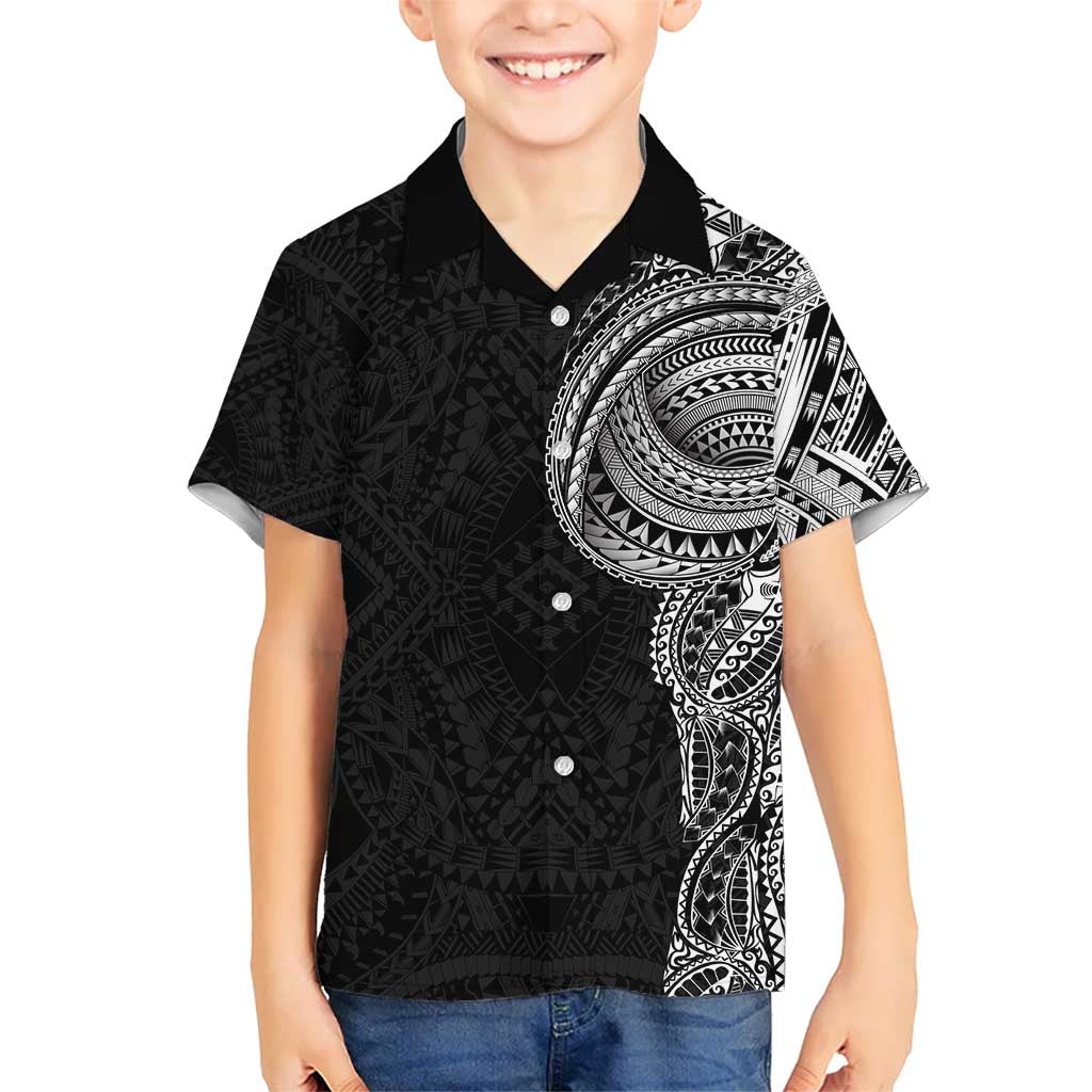 Traditional Polynesian Art Tattoos Kid Hawaiian Shirt Black Color LT03 Kid Black - Polynesian Pride