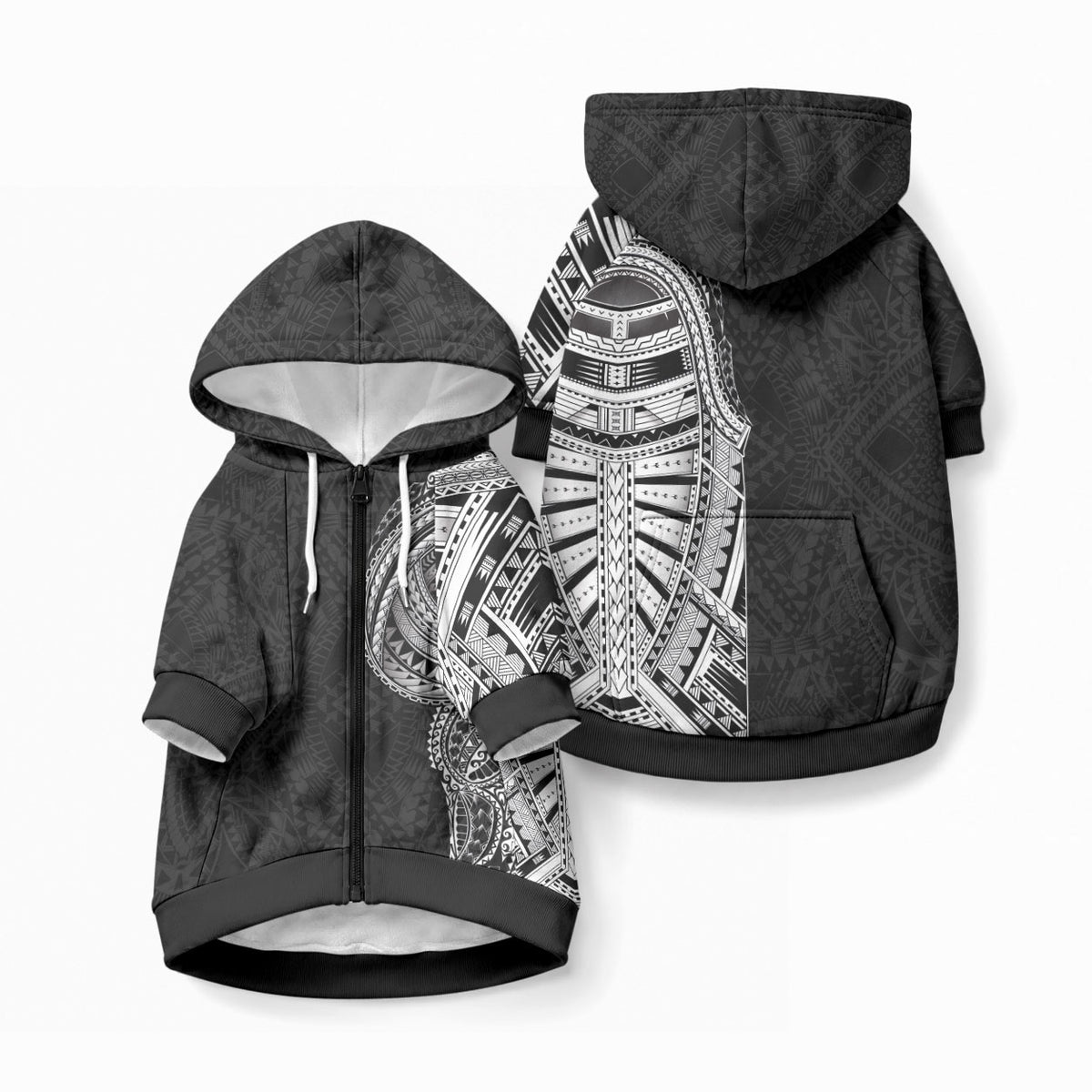 Traditional Polynesian Art Tattoos Pet Hoodie LT03 Zip-up Black - Polynesian Pride