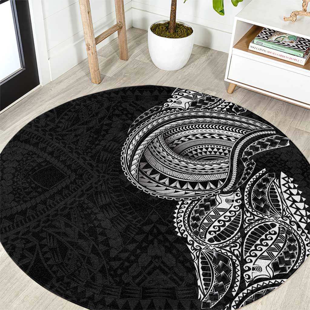Traditional Polynesian Art Tattoos Round Carpet Black Color LT03 Black - Polynesian Pride