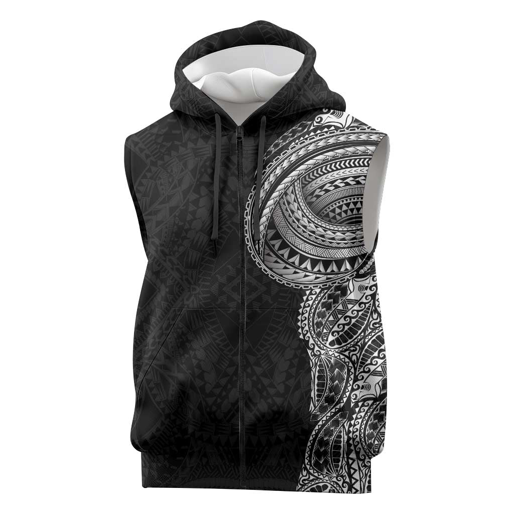 Traditional Polynesian Art Tattoos Sleeveless Zip Hoodie Black Color LT03 Black - Polynesian Pride