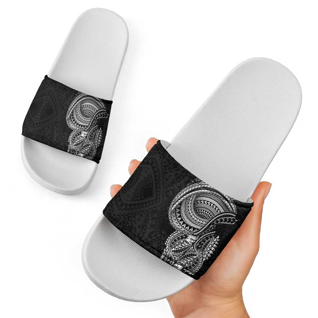 Traditional Polynesian Art Tattoos Slide Sandals Black Color - Polynesian Pride