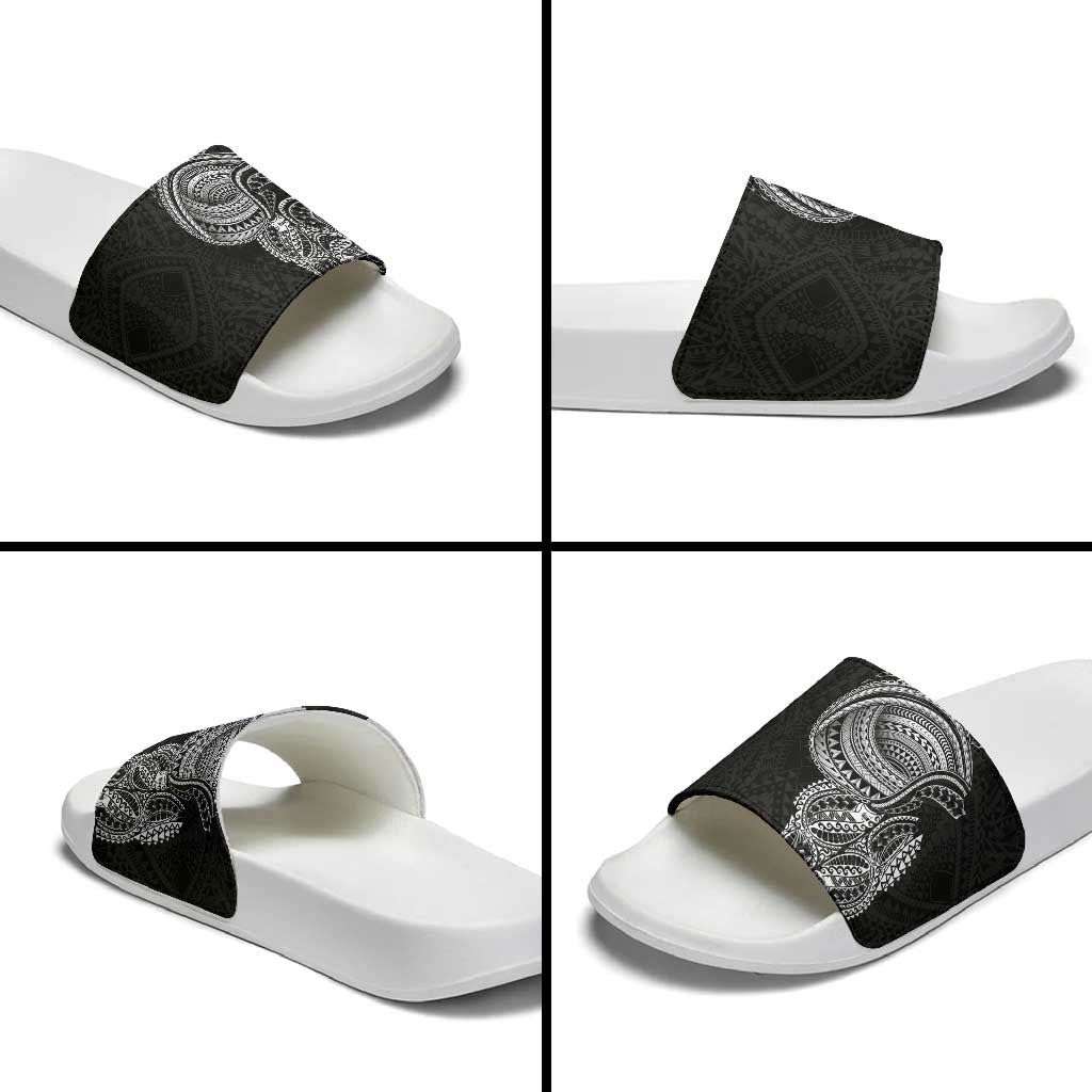 Traditional Polynesian Art Tattoos Slide Sandals Black Color - Polynesian Pride