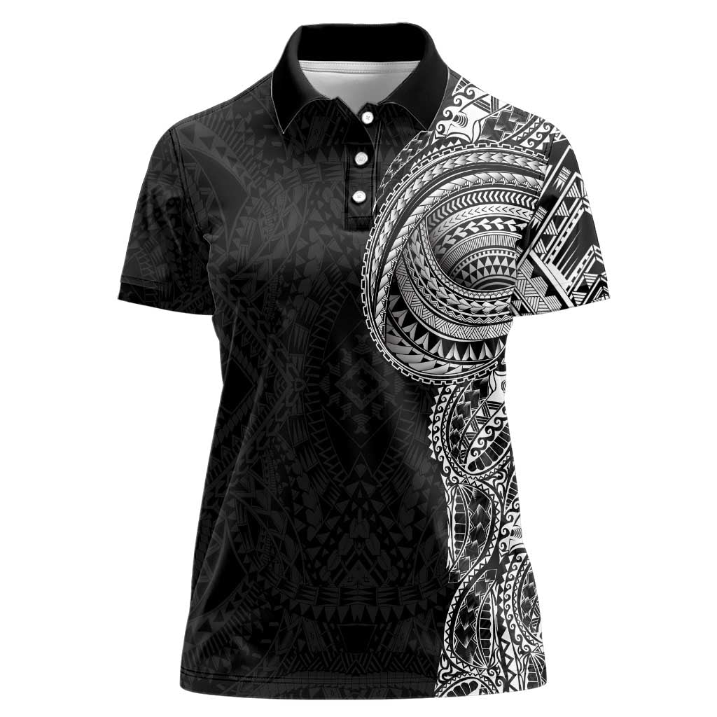Traditional Polynesian Art Tattoos Women Polo Shirt Black Color LT03 Female Black - Polynesian Pride