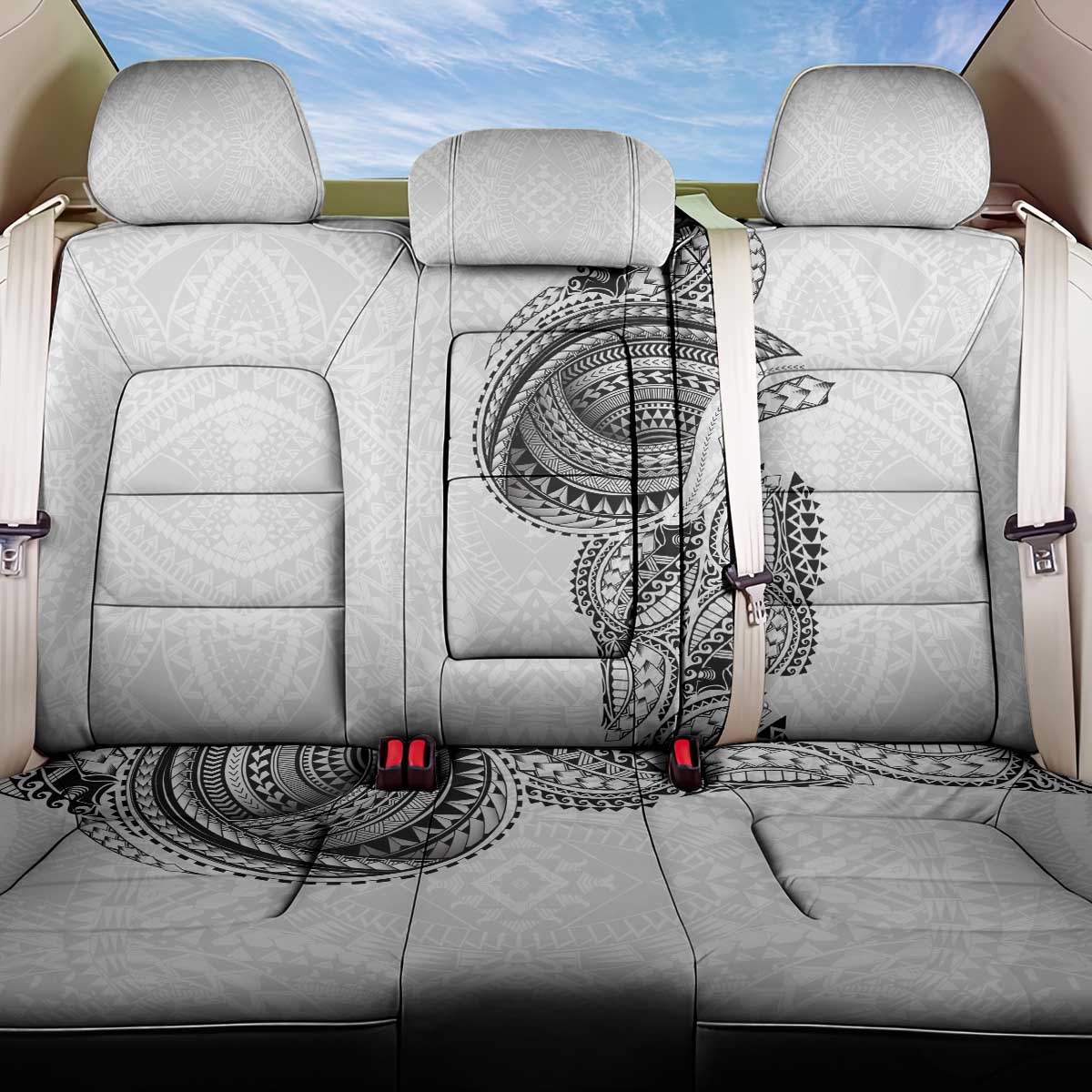 Traditional Polynesian Art Tattoos Back Car Seat Cover White Color LT03 One Size White - Polynesian Pride