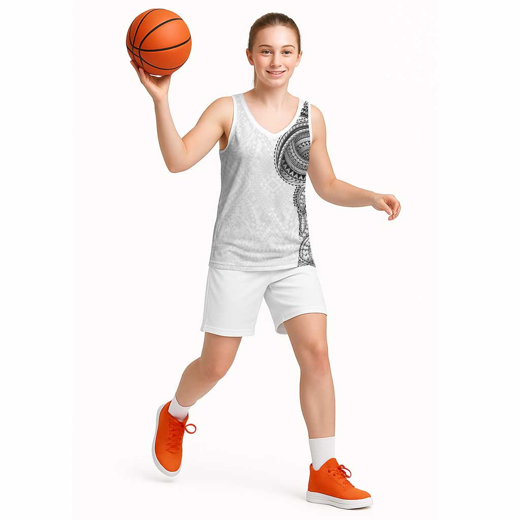 Traditional Polynesian Art Tattoos Basketball Jersey White Color - Polynesian Pride