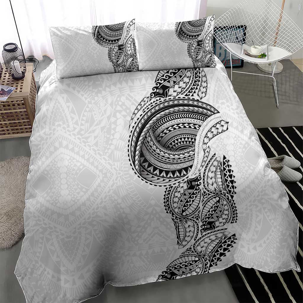 Traditional Polynesian Art Tattoos Bedding Set White Color - Polynesian Pride