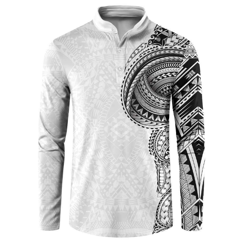 Traditional Polynesian Art Tattoos Button Sweatshirt White Color LT03 White - Polynesian Pride