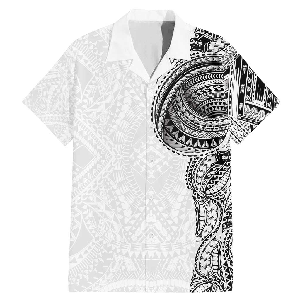 Traditional Polynesian Art Tattoos Family Matching Mermaid Dress and Hawaiian Shirt White Color LT03 Dad's Shirt - Short Sleeve White - Polynesian Pride