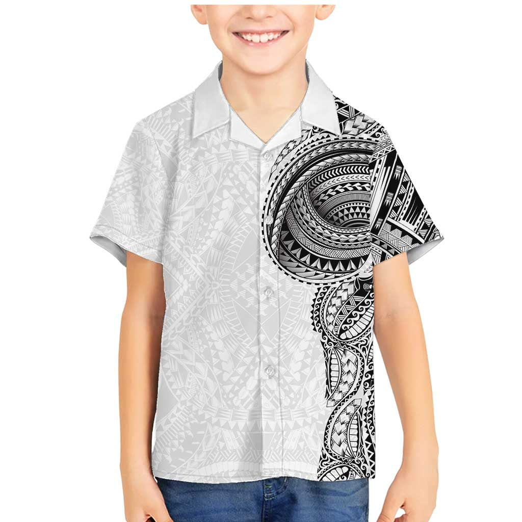 Traditional Polynesian Art Tattoos Family Matching Mermaid Dress and Hawaiian Shirt White Color LT03 Son's Shirt White - Polynesian Pride