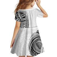 Traditional Polynesian Art Tattoos Family Matching Off Shoulder Short Dress and Hawaiian Shirt White Color LT03 - Polynesian Pride