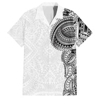 Traditional Polynesian Art Tattoos Family Matching Off Shoulder Short Dress and Hawaiian Shirt White Color LT03 Dad's Shirt - Short Sleeve White - Polynesian Pride