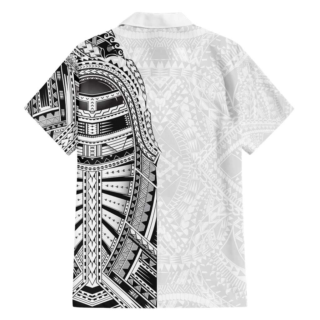 Traditional Polynesian Art Tattoos Family Matching Off Shoulder Short Dress and Hawaiian Shirt White Color LT03 - Polynesian Pride