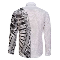 Traditional Polynesian Art Tattoos Family Matching Summer Maxi Dress and Hawaiian Shirt White Color LT03 - Polynesian Pride