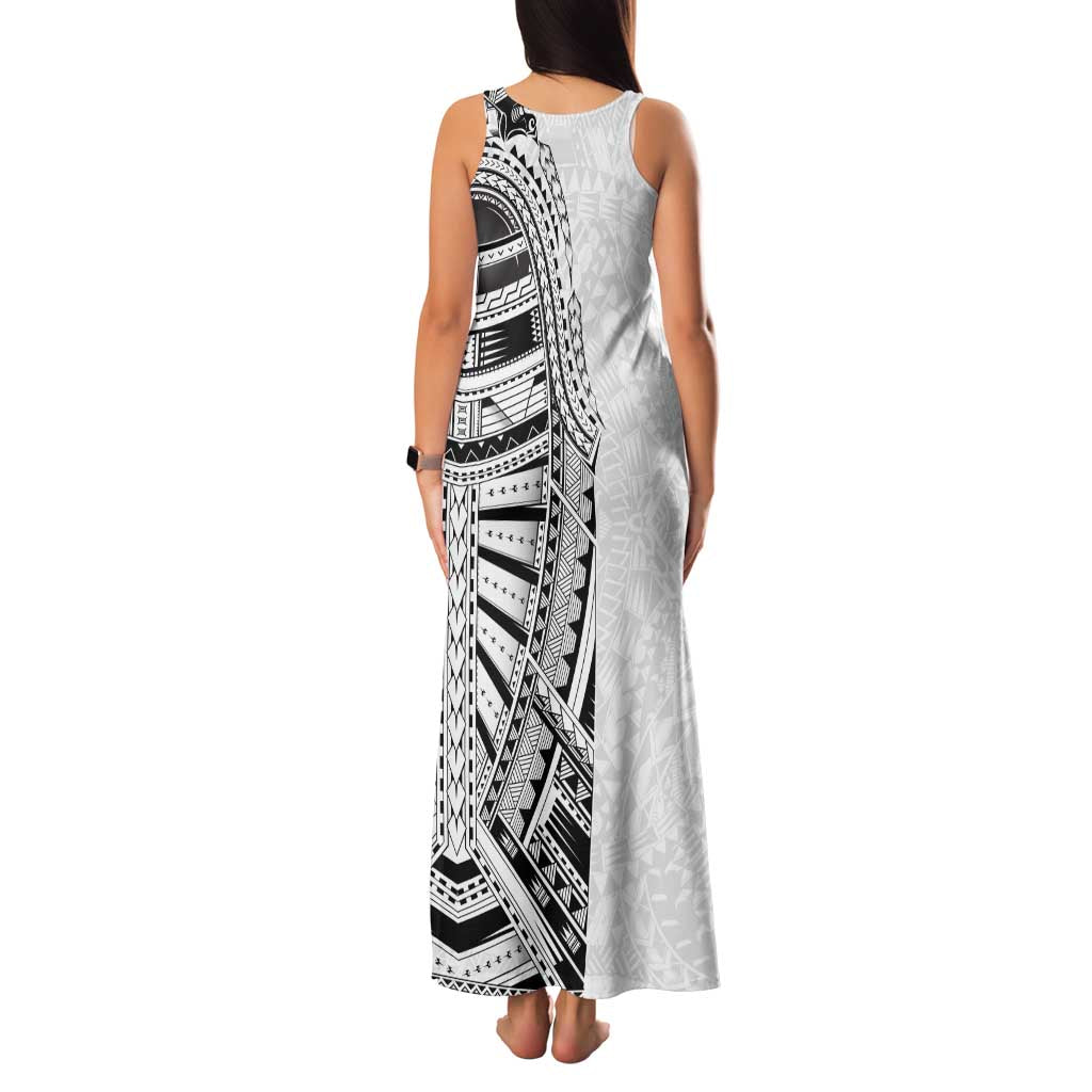 Traditional Polynesian Art Tattoos Family Matching Tank Maxi Dress and Hawaiian Shirt White Color LT03 - Polynesian Pride