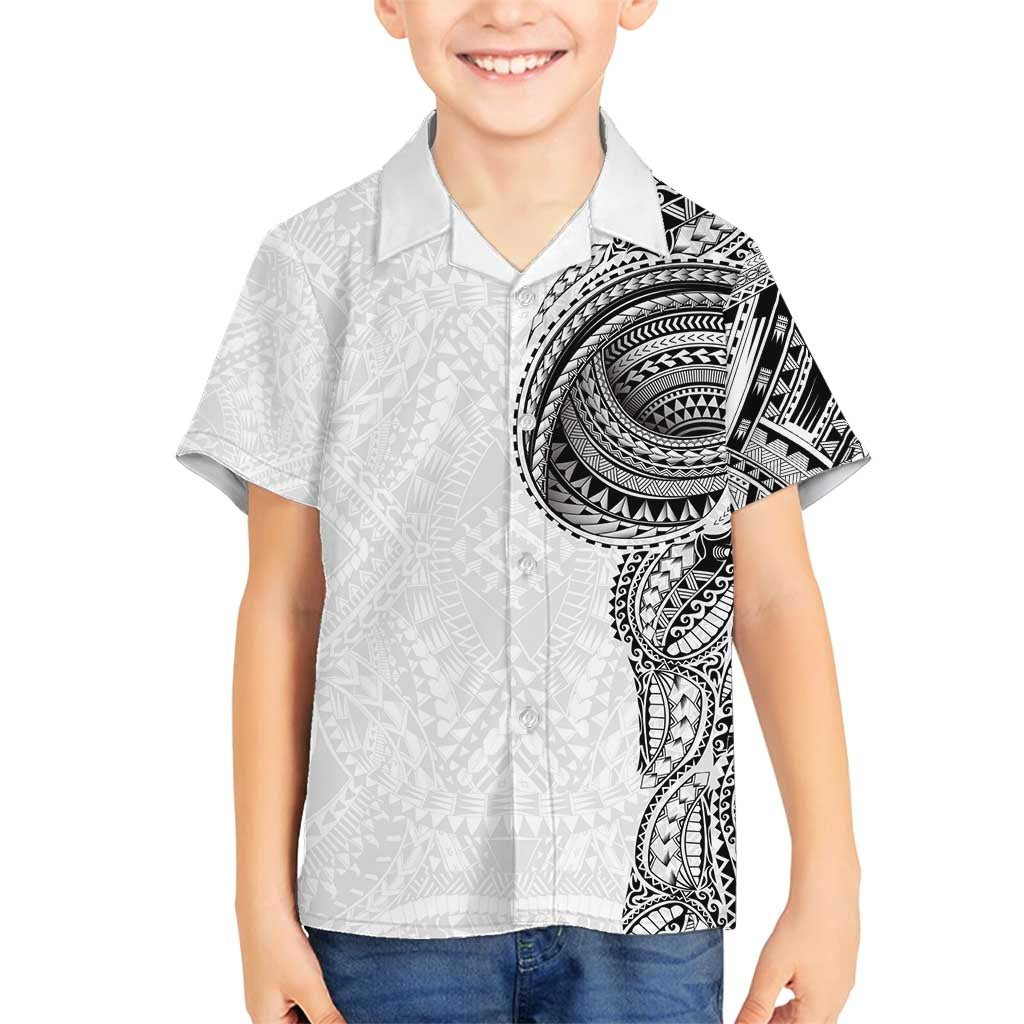 Traditional Polynesian Art Tattoos Family Matching Tank Maxi Dress and Hawaiian Shirt White Color LT03 Son's Shirt White - Polynesian Pride
