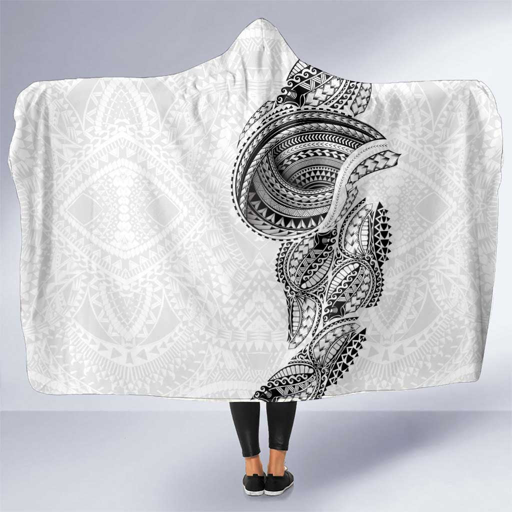 Traditional Polynesian Art Tattoos Hooded Blanket White Color LT03 One Size White - Polynesian Pride