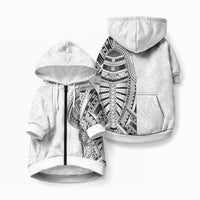 Traditional Polynesian Art Tattoos Pet Hoodie LT03 Zip-up White - Polynesian Pride