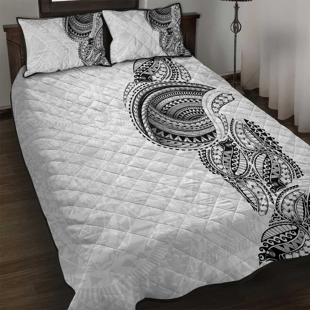 Traditional Polynesian Art Tattoos Quilt Bed Set White Color LT03 White - Polynesian Pride