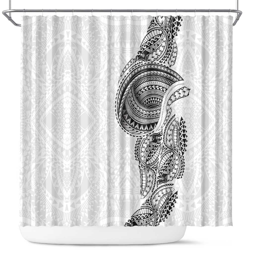 Traditional Polynesian Art Tattoos Shower Curtain White Color LT03 White - Polynesian Pride