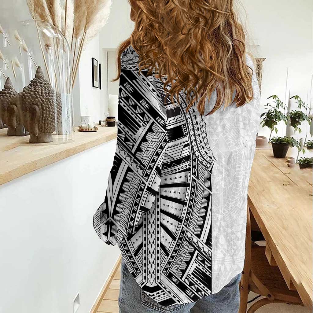 Traditional Polynesian Art Tattoos Women Casual Shirt White Color LT03 - Polynesian Pride