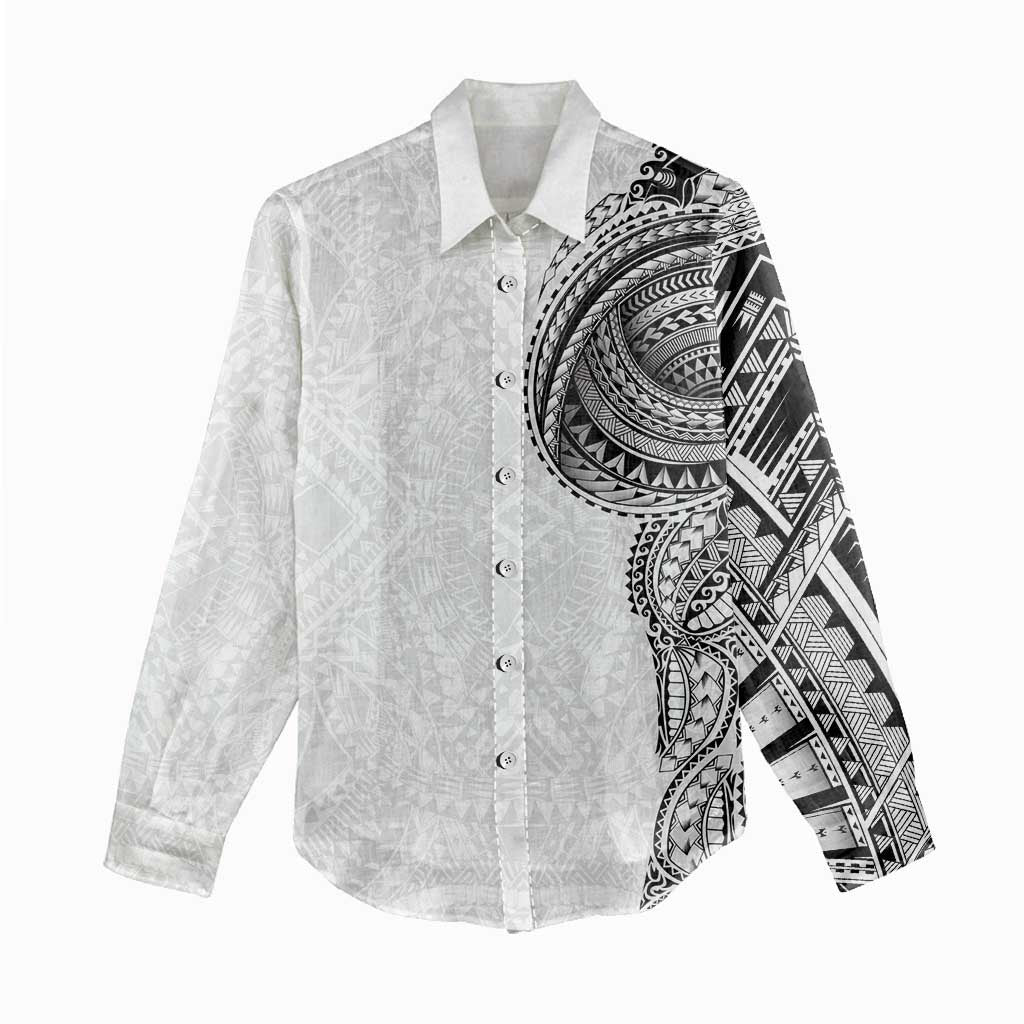 Traditional Polynesian Art Tattoos Women Casual Shirt White Color LT03 - Polynesian Pride