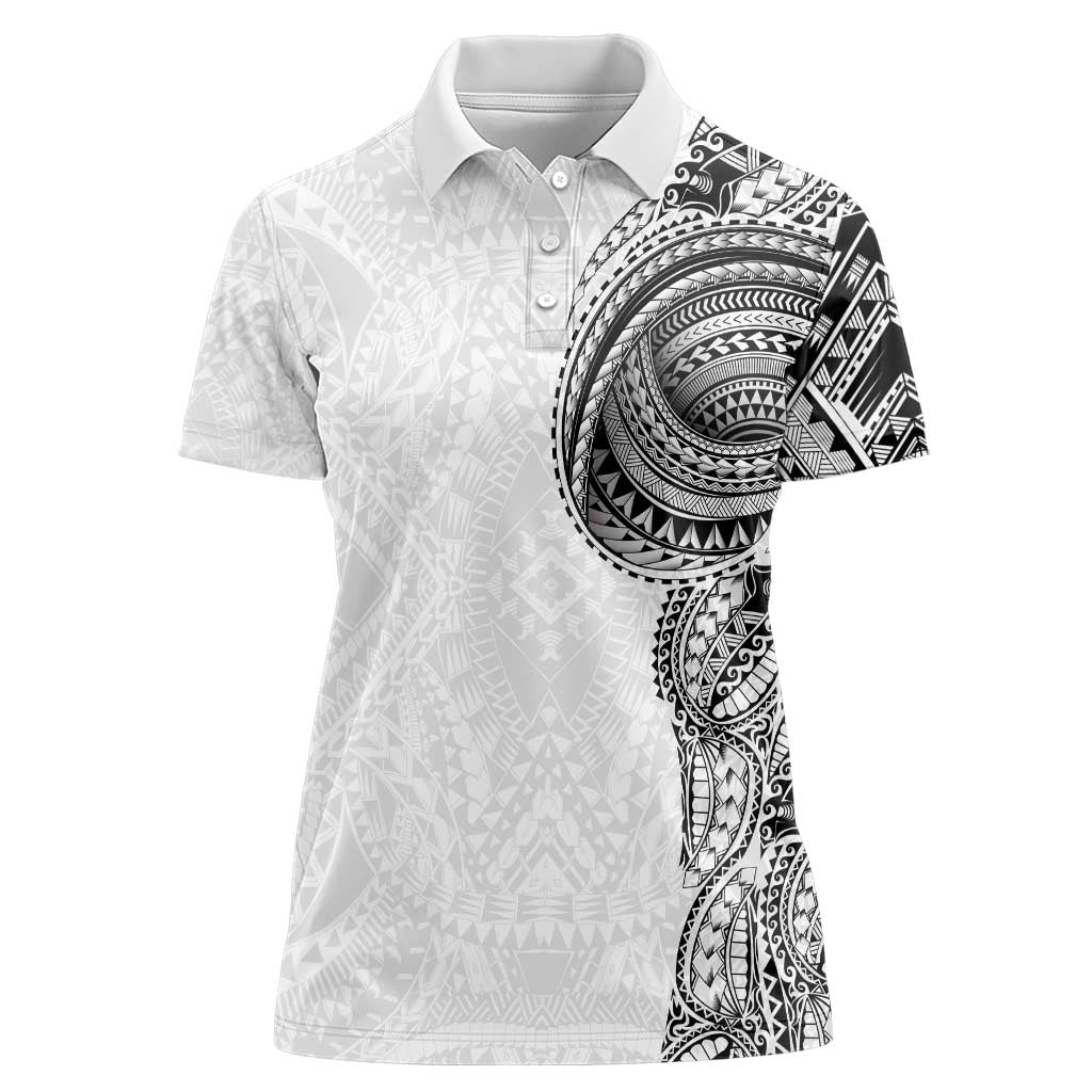Traditional Polynesian Art Tattoos Women Polo Shirt White Color LT03 Female White - Polynesian Pride
