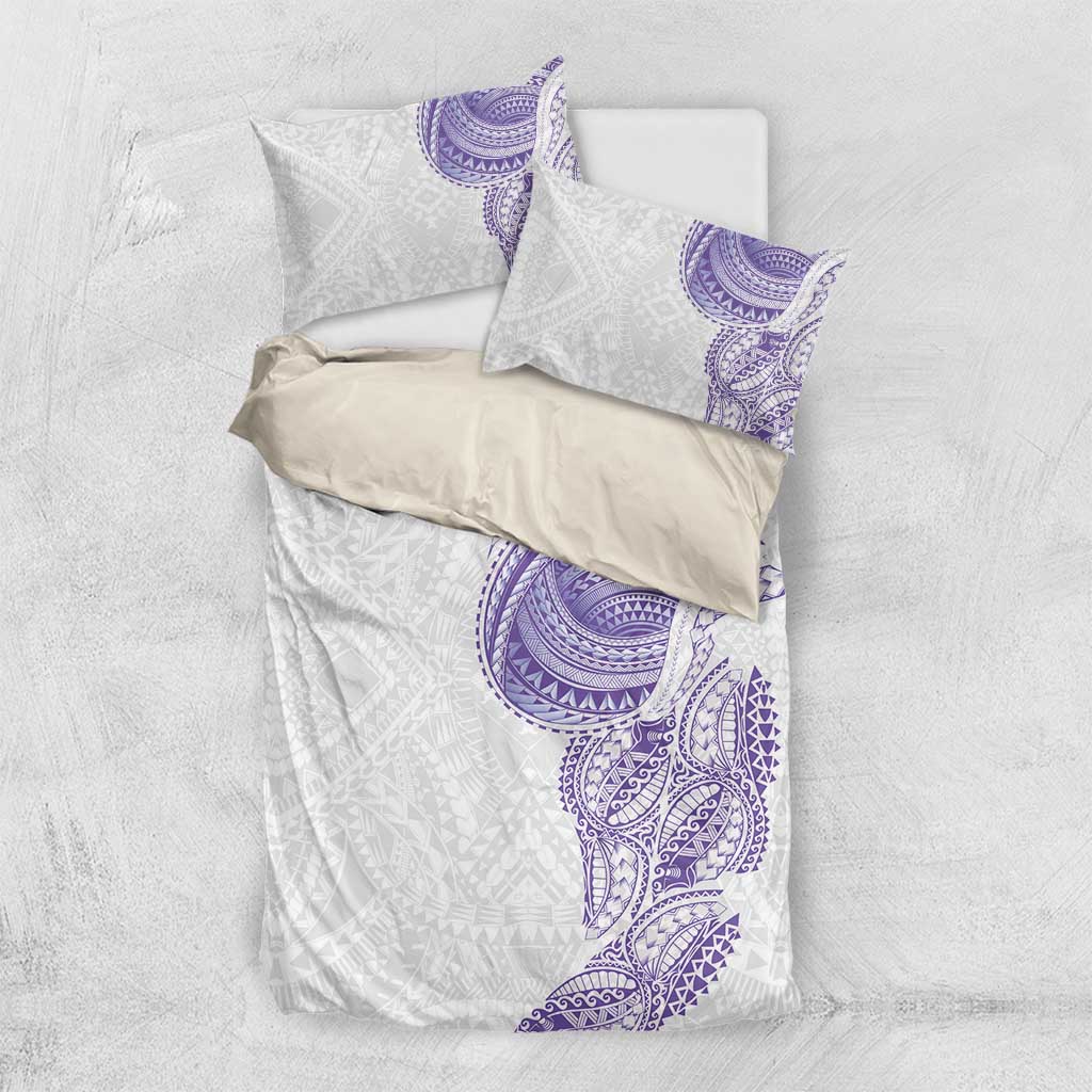 Traditional Polynesian Art Tattoos Bedding Set Purple Color - Polynesian Pride
