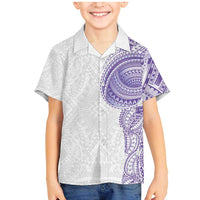 Traditional Polynesian Art Tattoos Family Matching Mermaid Dress and Hawaiian Shirt Purple Color LT03 Son's Shirt Purple - Polynesian Pride