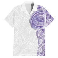 Traditional Polynesian Art Tattoos Family Matching Off The Shoulder Long Sleeve Dress and Hawaiian Shirt Purple Color LT03 Dad's Shirt - Short Sleeve Purple - Polynesian Pride