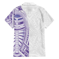 Traditional Polynesian Art Tattoos Family Matching Off Shoulder Maxi Dress and Hawaiian Shirt Purple Color LT03 - Polynesian Pride