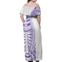 Traditional Polynesian Art Tattoos Family Matching Off Shoulder Maxi Dress and Hawaiian Shirt Purple Color LT03 - Polynesian Pride