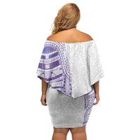 Traditional Polynesian Art Tattoos Family Matching Off Shoulder Short Dress and Hawaiian Shirt Purple Color LT03 - Polynesian Pride
