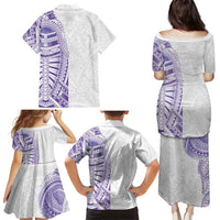 Traditional Polynesian Art Tattoos Family Matching Puletasi and Hawaiian Shirt Purple Color LT03 - Polynesian Pride